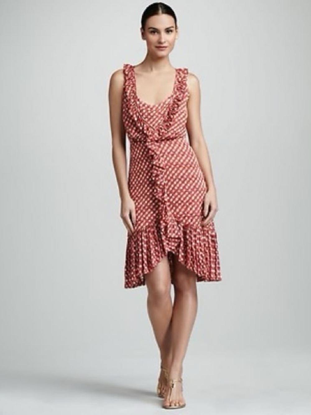 Tory Burch Red Janetta Circle Clip Dot Dress